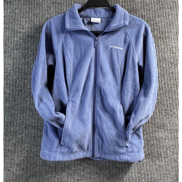 Columbia Sportswear Jacket Men Small Blue Full Front Zip Pockets Fleece Collared - Picture 1 of 9